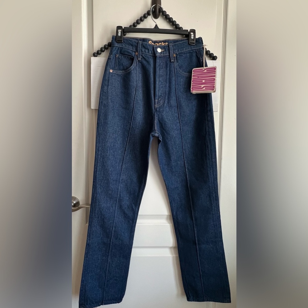 MOTHER Denim SNACKS The Pin Up Tippy Top Sweet Tooth Hover Blue Jeans 27 4 6 NWT - Picture 2 of 16